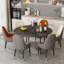 Champale Extendable Round Stone Top Metal Base Dining Table-1657638856