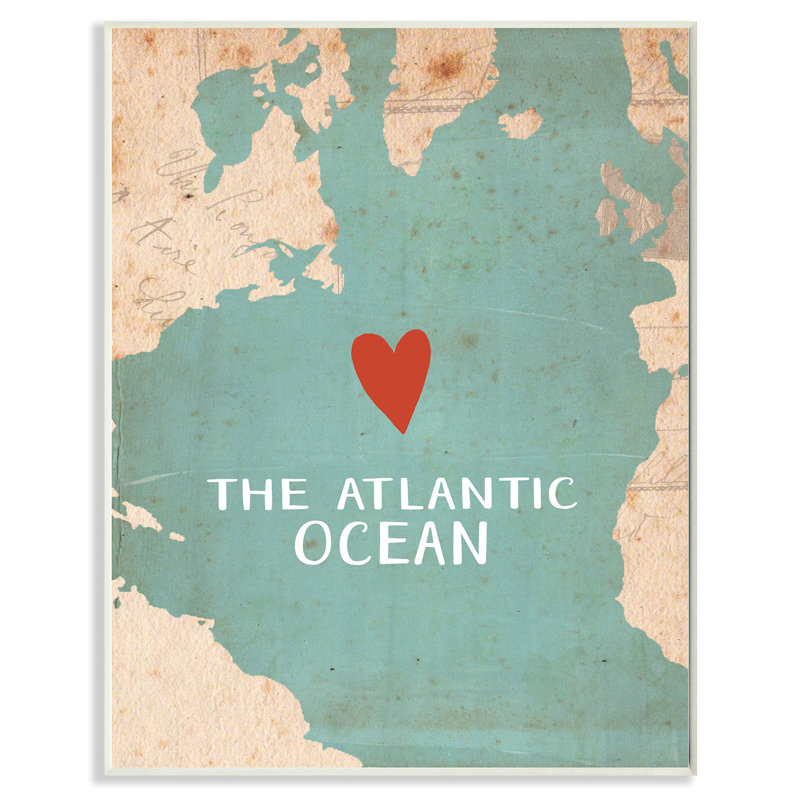 Heart In The Atlantic by Katie Douette - Graphic Art Print on Canvas, 10" H x 15" W, Wall Plaque