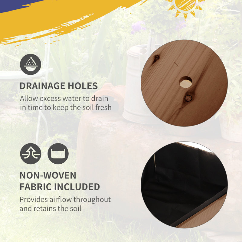 Brown Wooden Raised Garden Bed with Storage Shelf