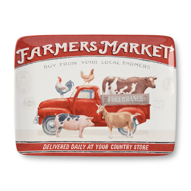 Vintage Farm Rectangular Platter 16" x 12"