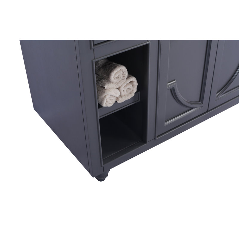 Ensemble de meuble-lavabo simple 48 po Mundy, Bandes blanches, Gris érable