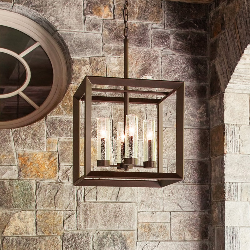 Rhodes Warm bronze 4 -Bulb 28.3" H Outdoor Hanging Lantern