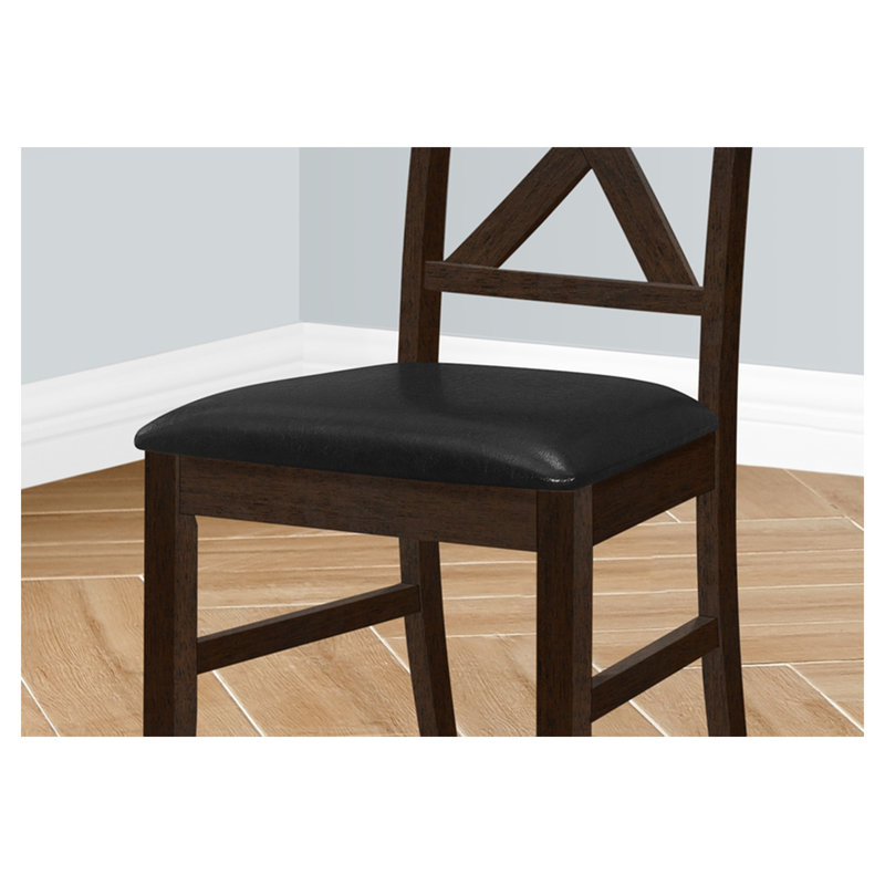 Ensemble de 2 chaises de salle à manger transitionnelles en similicuir noir à dossier croisé, hauteur de 37 po