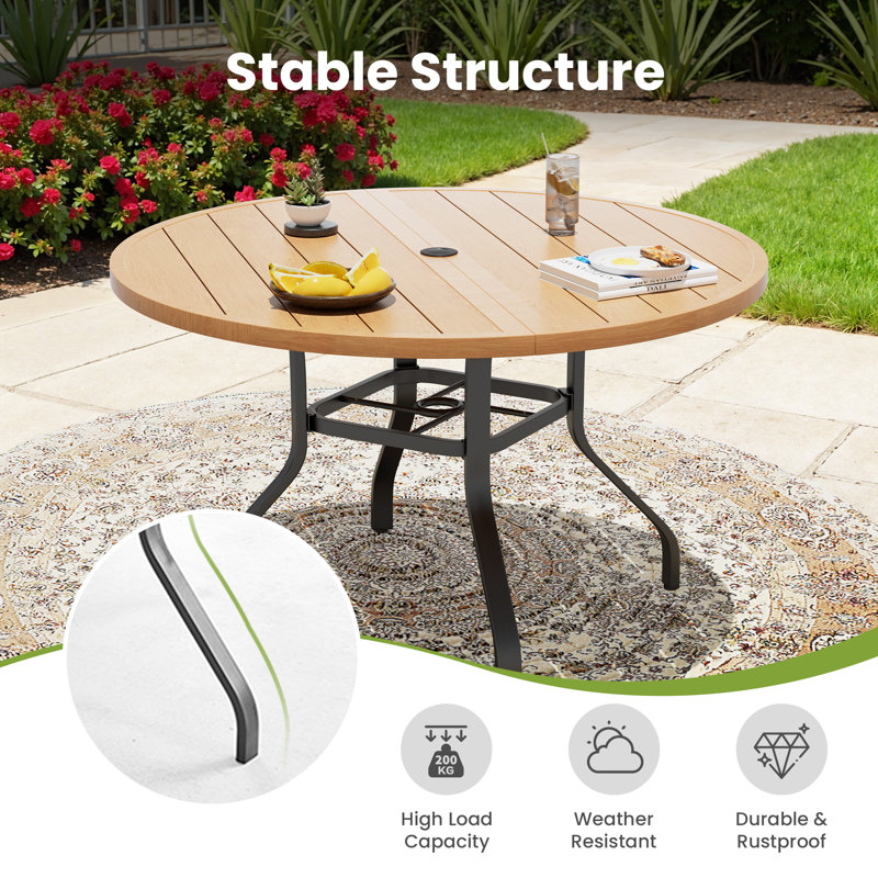 Outdoor Round Metal Dining Table, Brown, 29.52" H x 41.33"W x 41.33" D