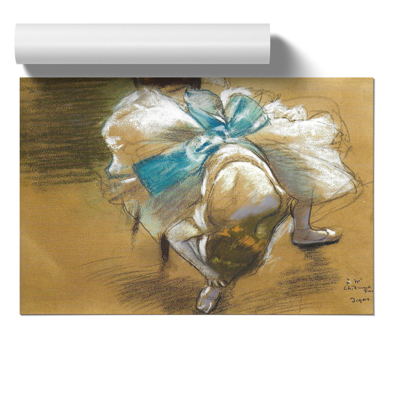 Ballet Ballerina Dancer Tying Her Slipper Vol.2 by Edgar Degas - Unframed Painting, 30cm H x 42cm W x 0.1cm D