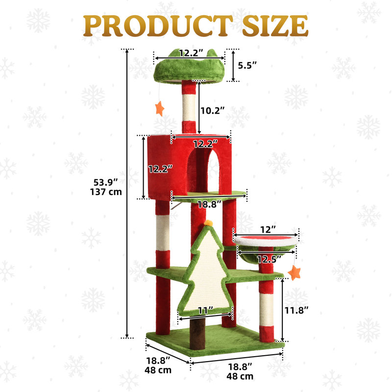 54" Christmas-Themed Cat Tree