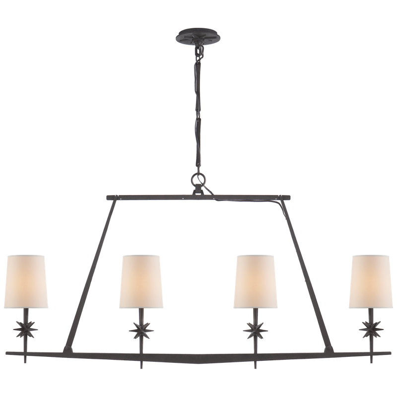 Ian K. Fowler Etoile Linear Chandelier, Blackened Rust, Fabric