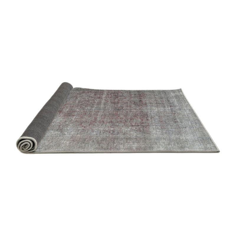 Tapis en laine rouge / gris, Rond 8 pi