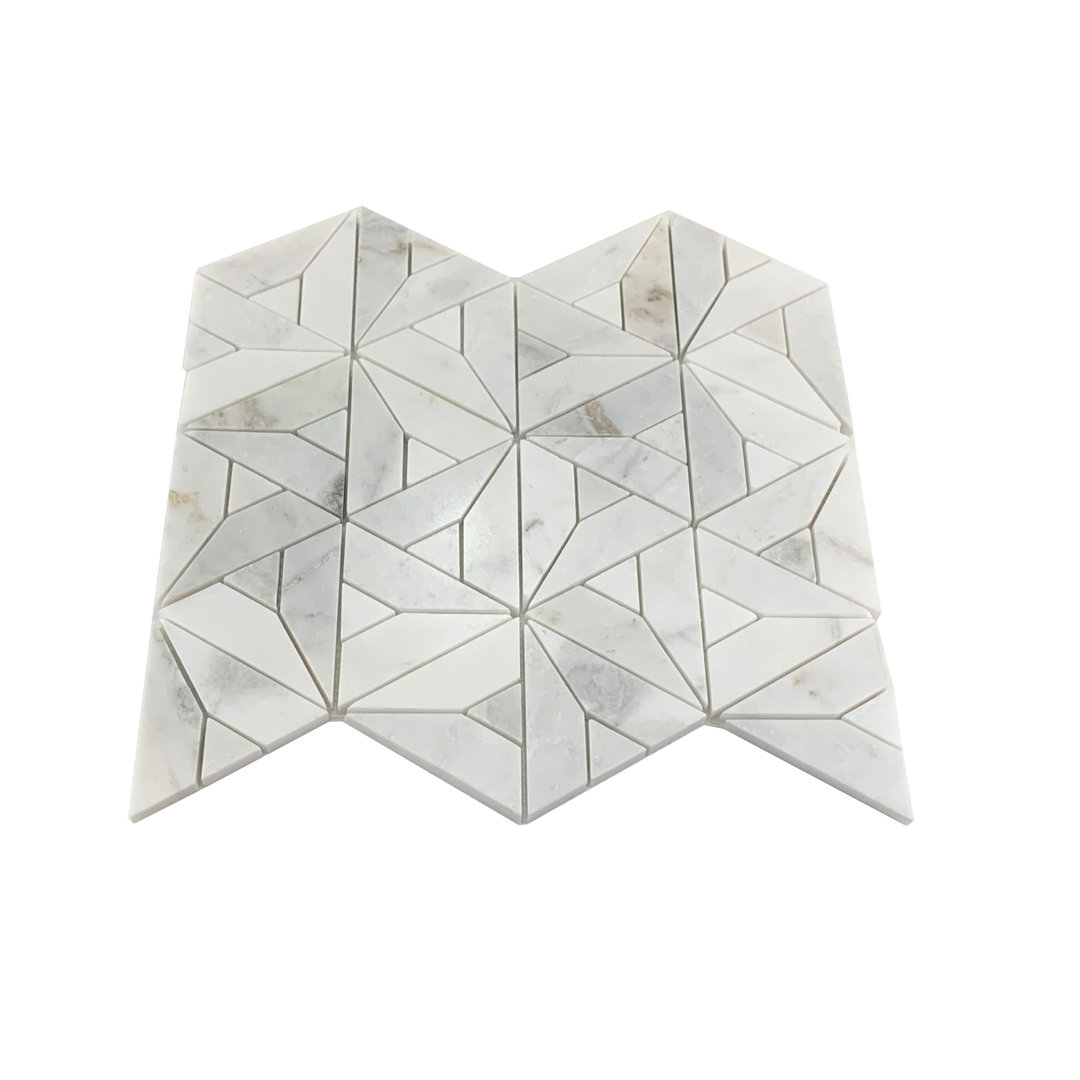 1" x 3" Marble Herringbone Mosaic Wall & Floor Tile Bloom Stone
