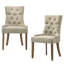 Ensemble de deux chaises d'appoint en tissu capitonné beige et chêne-297462165
