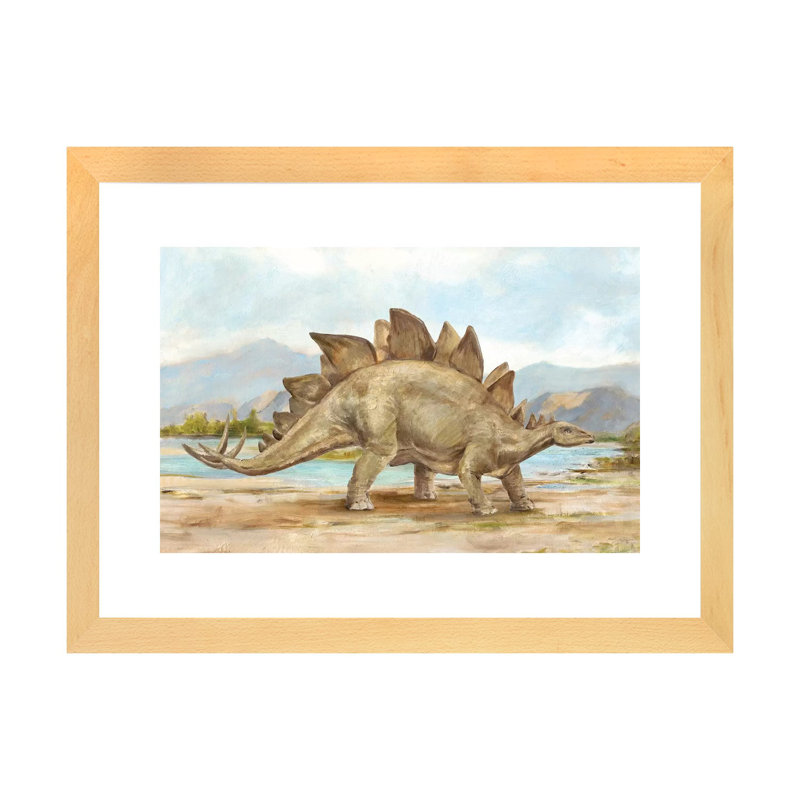«Dinosaur Illustration I» par Ethan Harper - reproduction, H 24 po x l 32 po x P 1 po, Papier encadré de bois naturel, Blanc