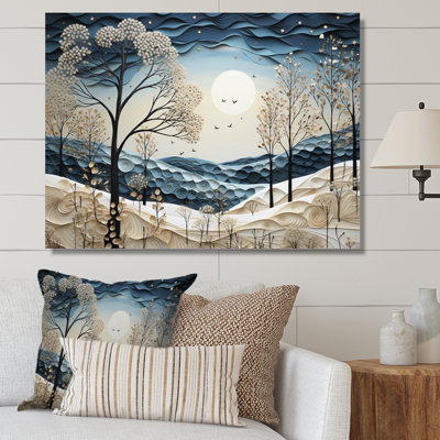 " Blue White Modern Scandinavian Winter Pointillism III "