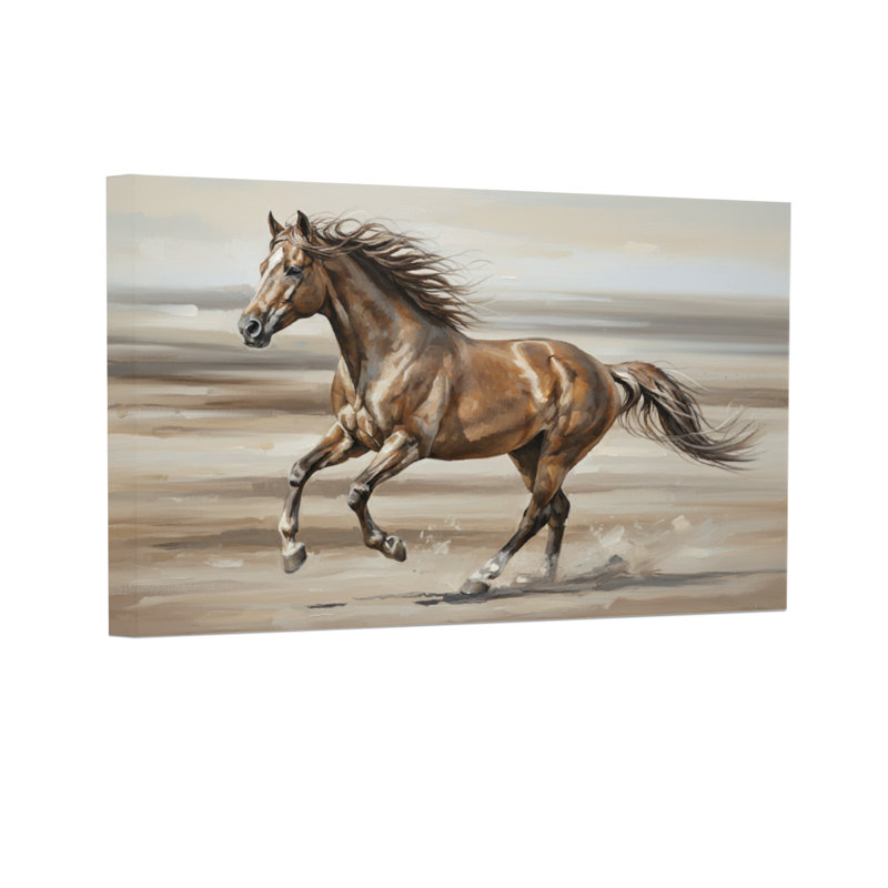 Animaux qui courent sur un fond de sable, reproduction d'art, H 12 po x l 18 po