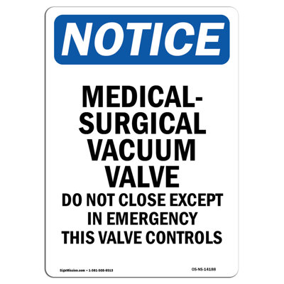 Medical Surgical Vacuum Valve Sign