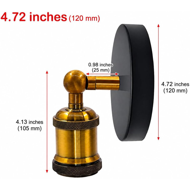 Vintage Sconces for Wall Lamps, E26 Base Retro Wall Mount Light Fixture Indoor for Bedroom, Corridor, Living Room, Black