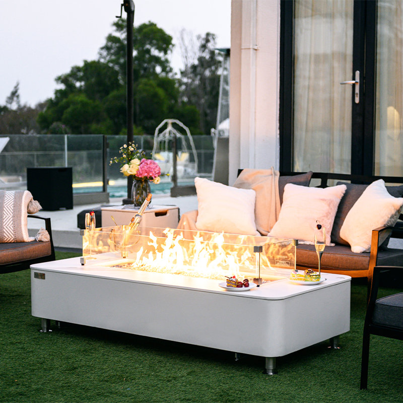 Rectangle Concrete Smokeless Fire Pit Table, Propane