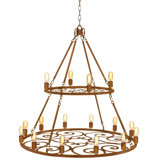 Heritage 16 - Light Candle Style Wagon Wheel Chandelier