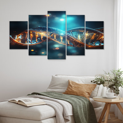 Sparkling Helix DNA - Abstract Wall Art 5 Piece