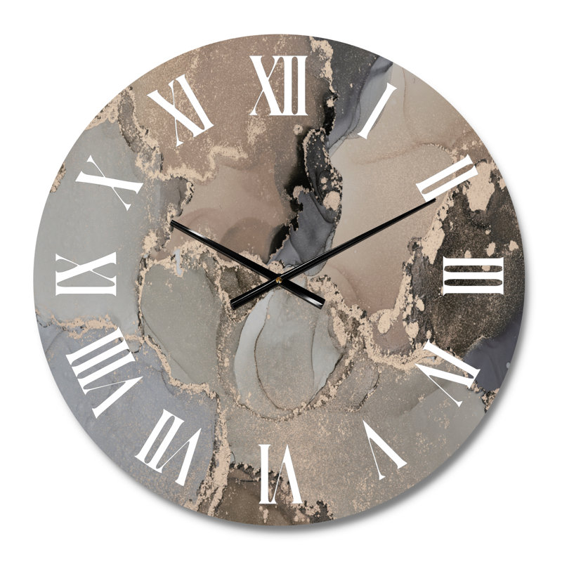 Horloge murale moderne de luxe avec art abstrait I, Médium, Beige / Blanc