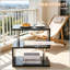 Table d'appoint chic en forme de S avec trois niveaux pour un rangement et une présentation modernes, parfaite pour les salons et les chambres