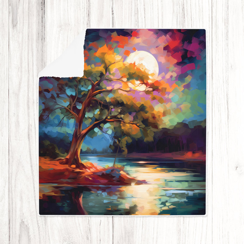 Throw Blanket, 68" W x 80" L, Floral/Abstract, Pink/Blue/Brown