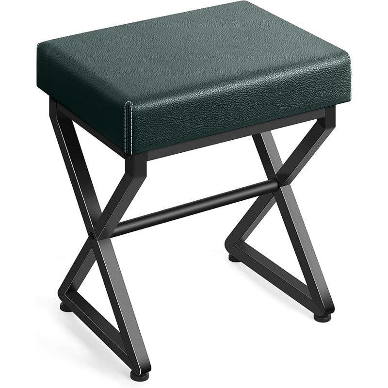 Tabouret en X en cuir , Vert
