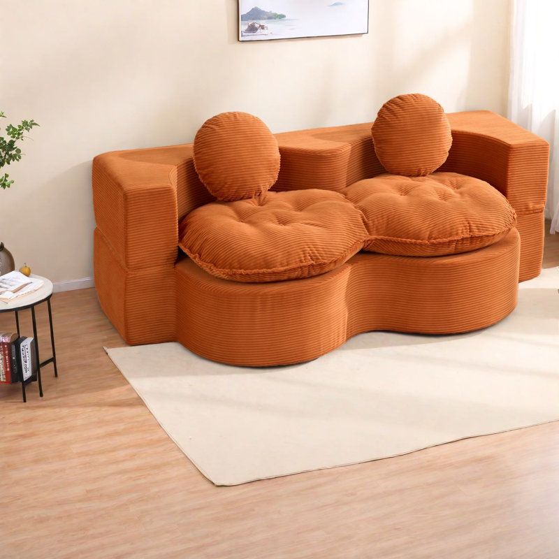Compression Convertible Sofas, Corduroy Full Sleeper, Modern Home Couch