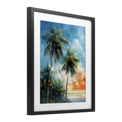 «Brushed Palms at Sunset», reproduction encadrée sous verre, design par LSR Design Studio