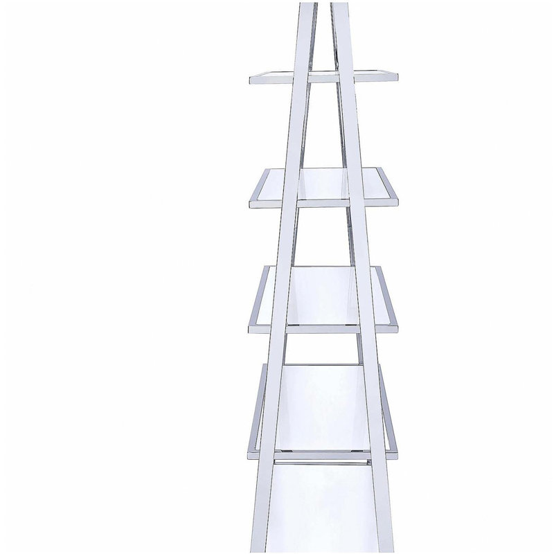 Bibliothèque blanche et chrome avec 6 tablettes