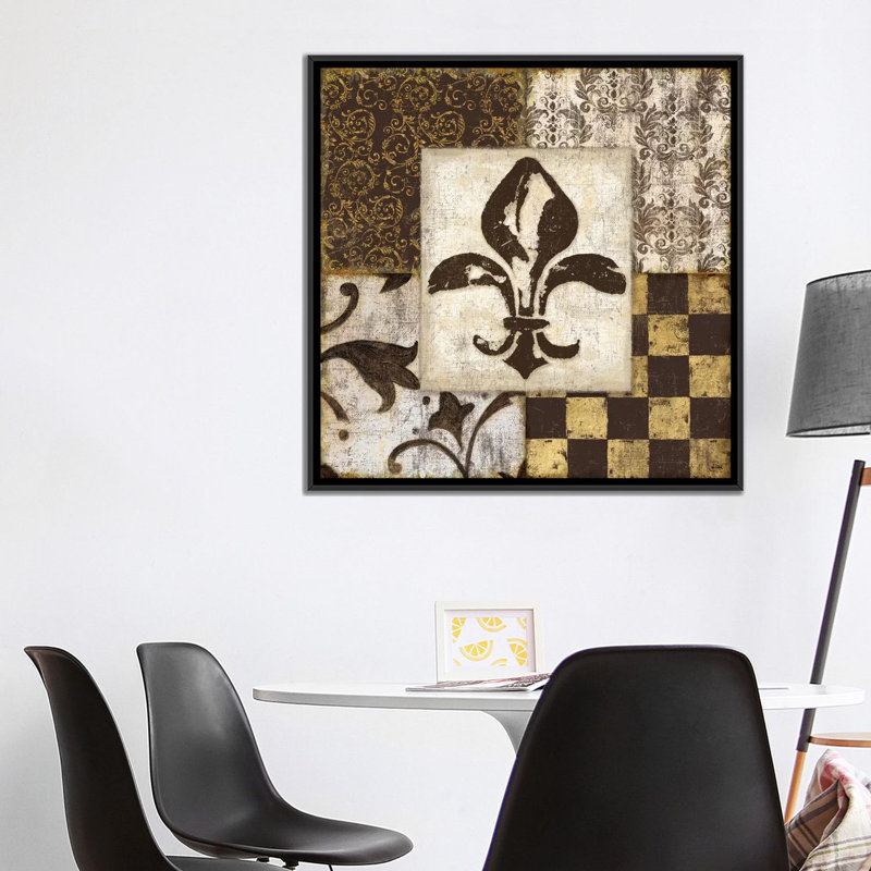 «Fleur de lis» par Daphne Brissonnet, reproduction sur toile tendue sur châssis, H 18 po x l 18 po x P 1,5 po, Pas de tapis
