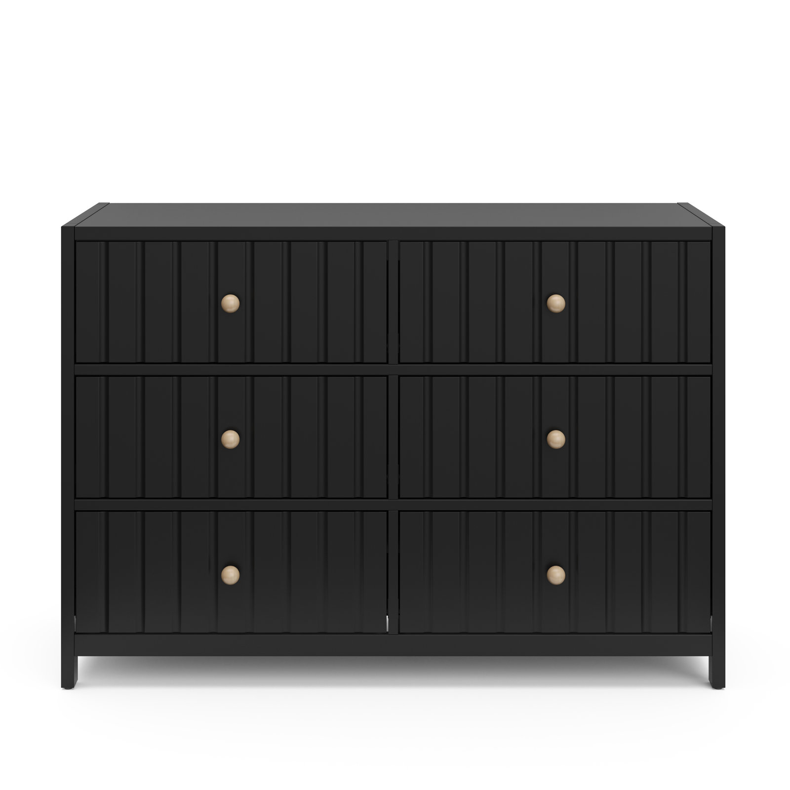 Teddi 6 Drawer Double Dresser, Black