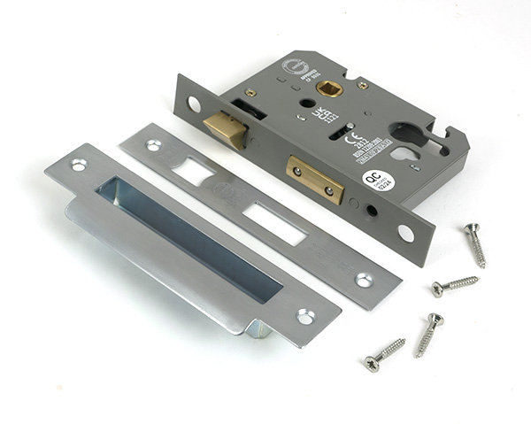 Polished Bronze 3" Euro Profile Sash Lock, Satin Chrome