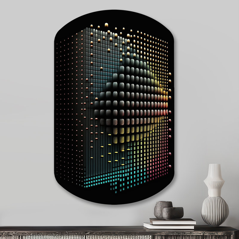 Multidimensional Luminogram III - Art géométrique moderne en forme de cylindre géométrique asymétrique, H 31 po x l 19 po