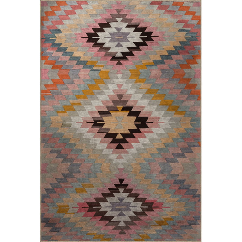 Tapis décoratif créatif moderne avec motif géométrique triangulaire multicolore, Tapis de couloir 2 pi 8 po x 6 pi 7 po