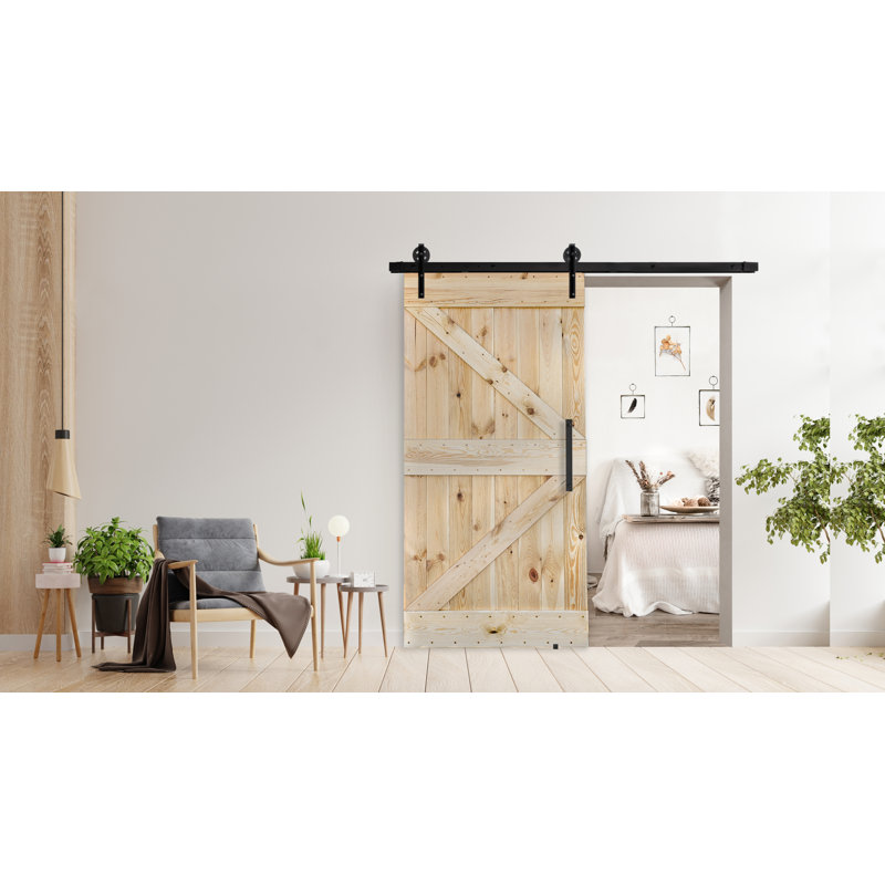 Russellton Solid Pine Sliding Door, Natural