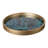 Jemin Decorative Tray With Swirl Patterns, Gold MDF Rim, Blue Glass 18 Inch
