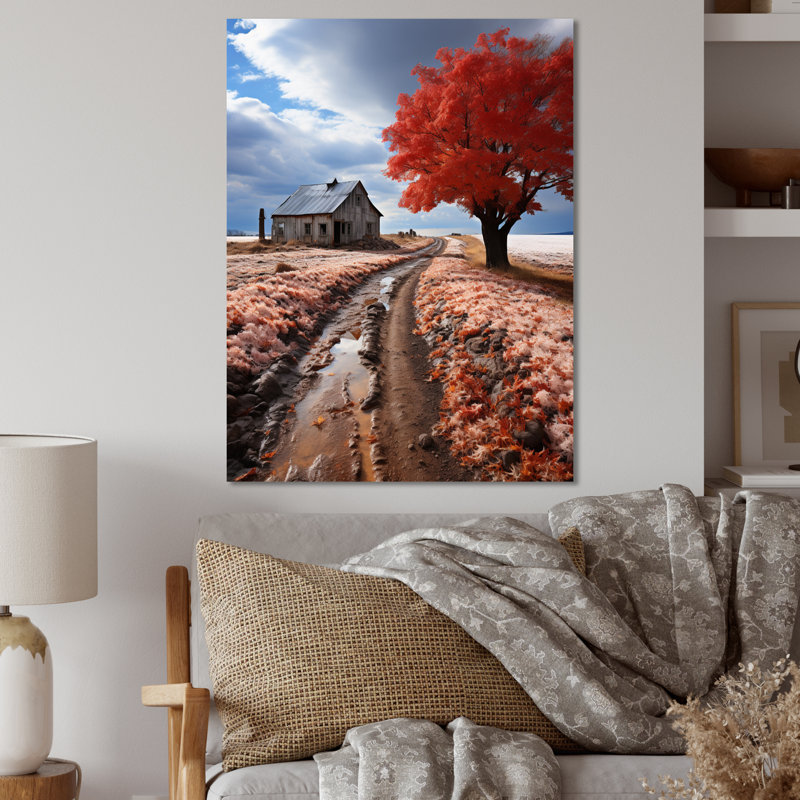 «Red Farmhouse Rustic Elegance V», reproduction florale en métal, H 20 po x l 12 po x P 1 po
