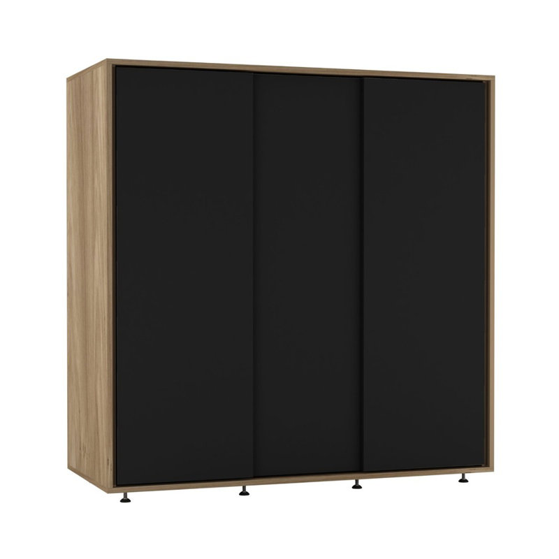 Solid Wood Wardrobe, Oak/Black