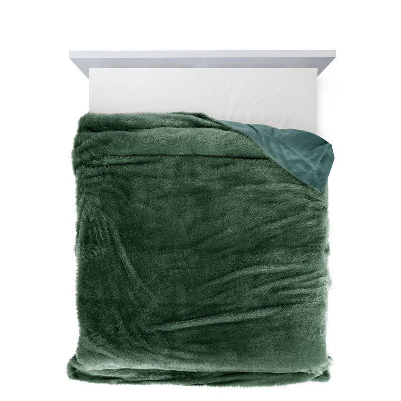Polyester No Pattern Bedspread, 230 x 260 cm, Dark Green