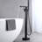 Black Waterfall Tub Filler Freestanding Bathtub Faucet Floor Mount Brass Single Handle Bathroom Tub Faucet With Hand Shower