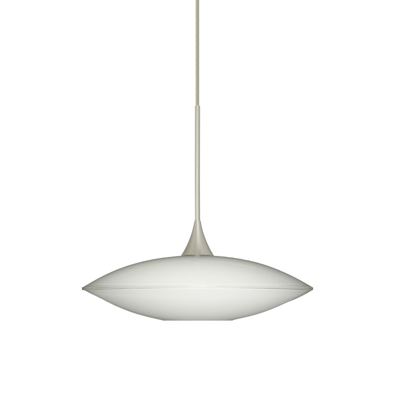 Luminaire suspendu géométrique 1 lumières simple Spazio, Halogène, Nickel satiné