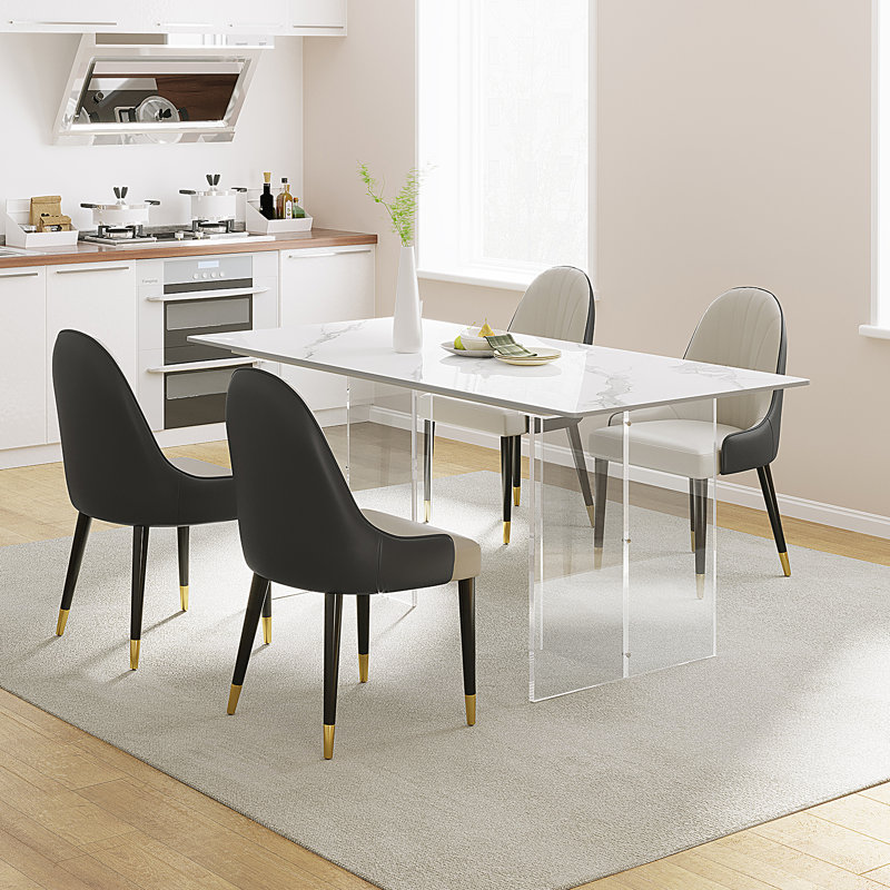 Ensemble de salle à manger à double piédestal avec 4 chaises Benayas