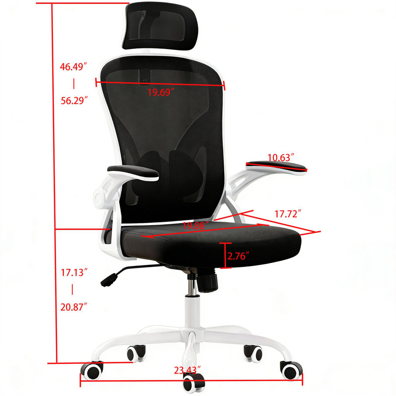 Chaise de bureau ergonomique de style moderne, chaise de bureau à domicile avec appui-tête, chaise d'ordinateur à haut dossier avec accoudoirs et support lombaire réglable pour la salle d'étude de bureau à domicile