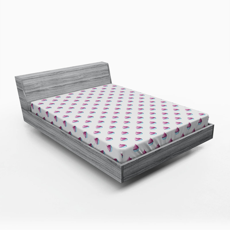 Full Size Pink and Yellow Polka Dot Microfiber Fitted Sheet