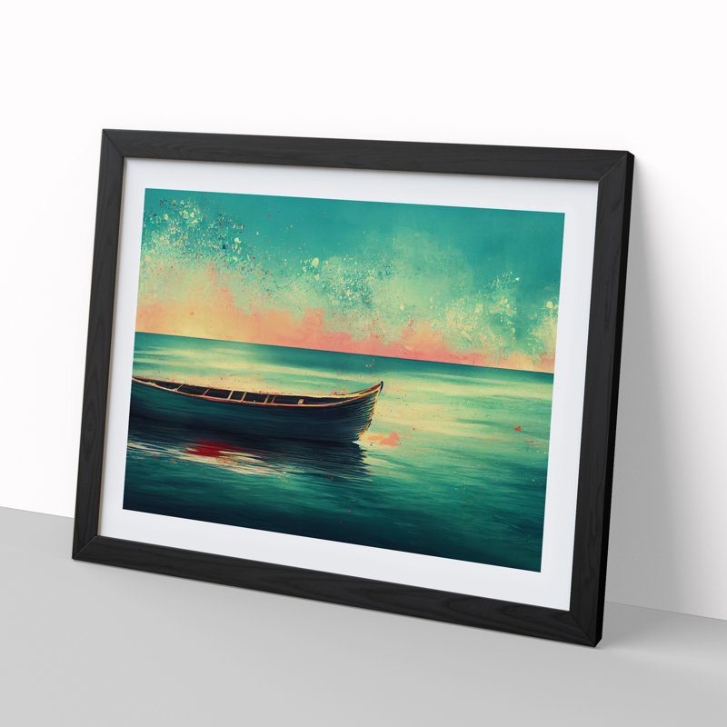 Boat Splashed Vol.3 - Single Picture Frame Painting, 46cm H x 64cm W x 2cm D, Black Framed