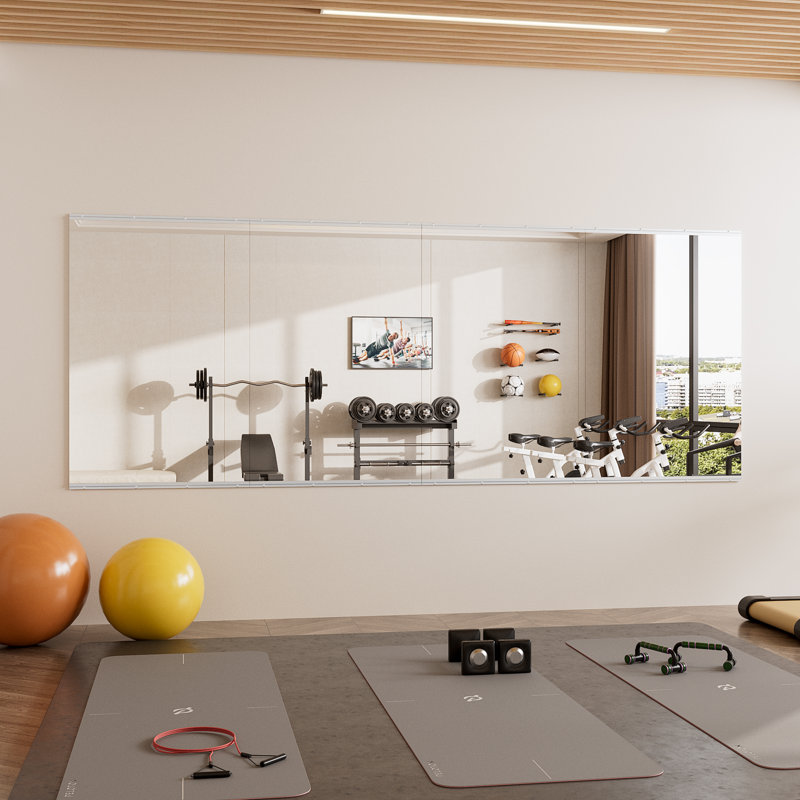 Rectangle Full Length Wall Mirror Set Home Gym Mirror Tempered Glass Mirror, 48" x 32", 1