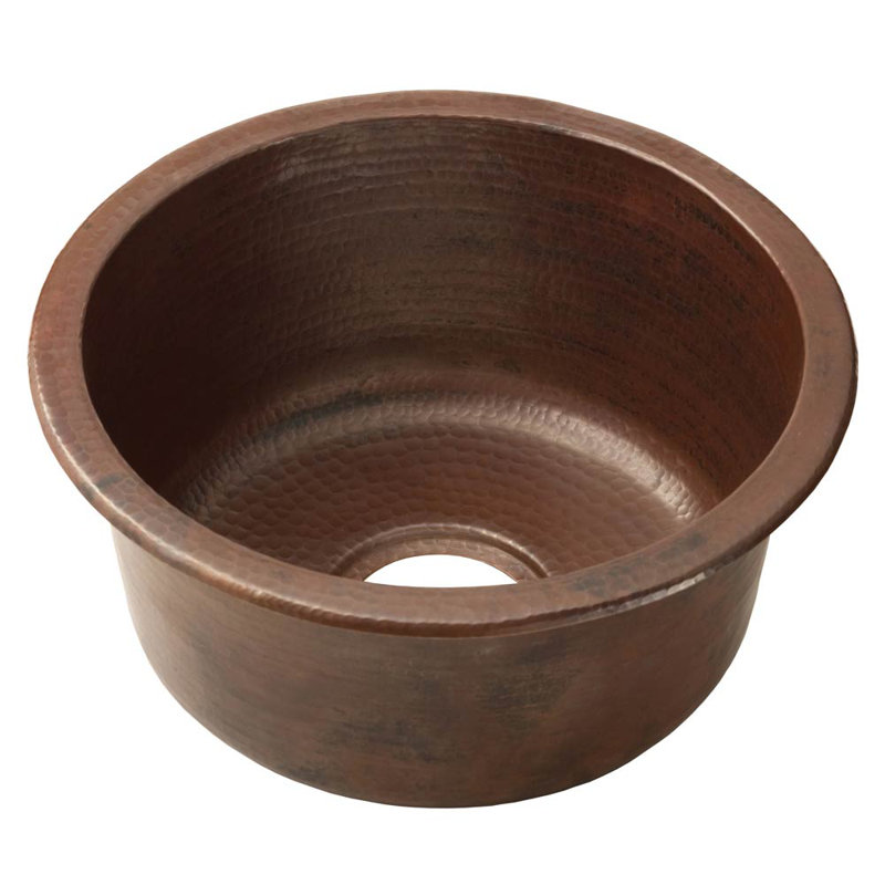 Redondo Chico Hand-Hammered Copper 15" L x 15" W Dual Mount Kitchen/Bar Sink, Antique Copper