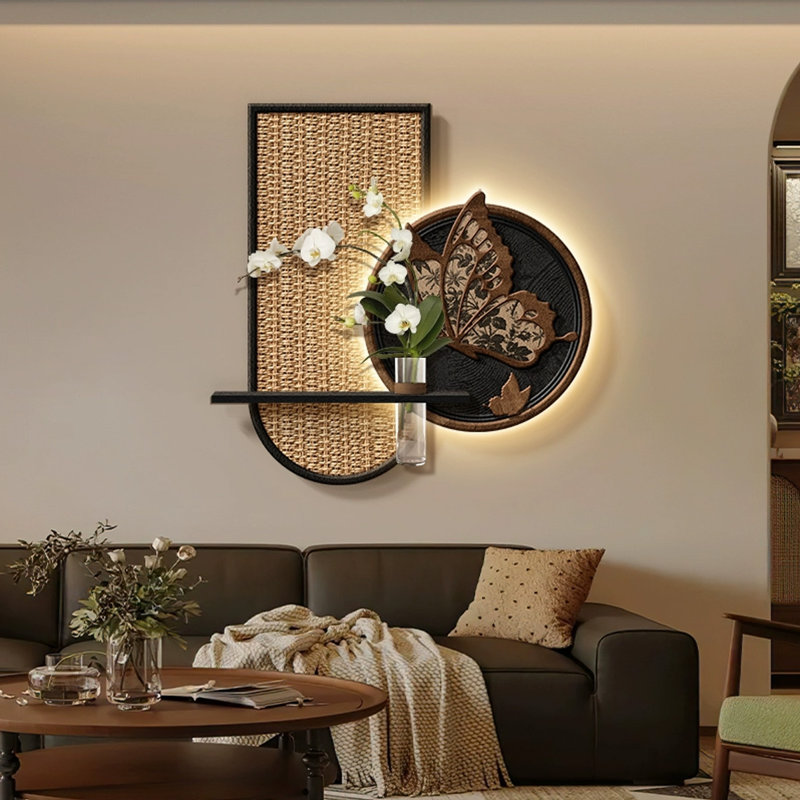 Art mural noir et grès moderne Burlywood, H 9,84 po x l 23,62 po x P 23,62 po