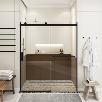 56'' - 60'' W X 72'' H Single Sliding Door Semi-Frameless Shower Door