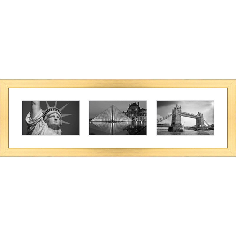 Horald Wood Picture Frame with Mat, Gold